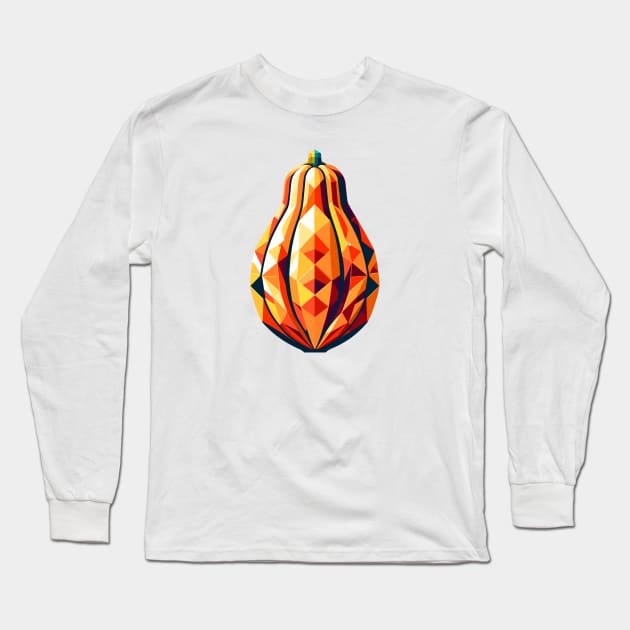 Polygonal Papaya Essence: Tropical Artwork Long Sleeve T-Shirt by AmandaOlsenDesigns